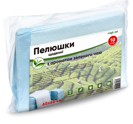 Пелюшки щоденні з ароматом зеленого чаю 60*60см (10шт)