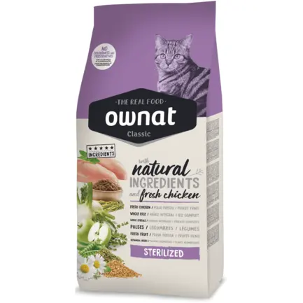Ownat Classic Sterilized Сухий корм для стерилізованих дорослих котів, з куркою, 15 кг