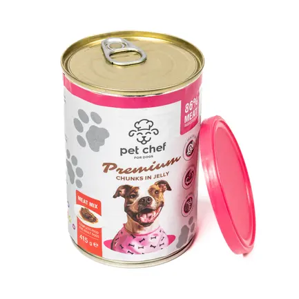 Корм вологий для дорослих собак Pet Chef, шматочки в желе М'ясний мікс 415 г: додаткове фото 3