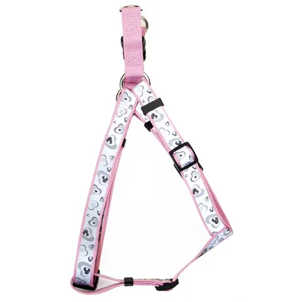 Coastal Lazer Brite КОСТАЛ ЛАЗЕР БРАЙТ світловідбивна шлея для собак, 1.6х48-66см Серця рожевий