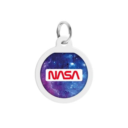 Адресник для собак і котів металевий WAUDOG Smart ID з QR паспортом, малюнок "NASA21", коло, Д 25 мм: додаткове фото 2
