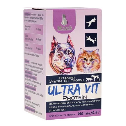 Ультра Віт Протеін (Ultra Vit Protein) вітамінно-мінеральні комплекси для собак та котів 140шт*0,5г, MODES