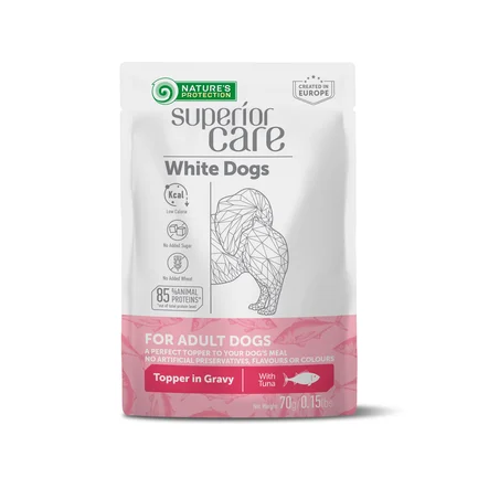 Nature's Protection Superior Care White Dogs Adult Tuna Додатковий вологий корм для собак з білим забарвленням з тунцем, 70 г