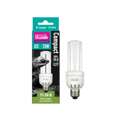 ARCADIA MINI TRIPLE U D3 7% UVB SCREW IN COMPACT 13 WATT (R2100280) ультрафіолетова лампа для рептилій