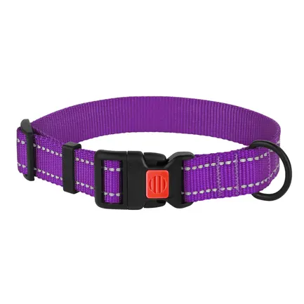 Нашийник для Собак BronzeDog Active Нейлоновий зі Світловідбиттям та Пластиковою Пряжкою Фіолетовий XL: додаткове фото 3