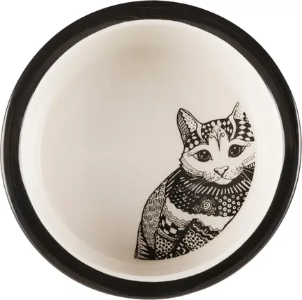 Миска Trixie Zentangle для котів, керамічна, 12 см, 300 мл (чорна/біла): додаткове фото 2
