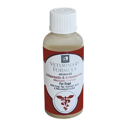 Veterinary Formula Advanced Antiparasitic & Antiseborrheic Shampoo ВЕТЕРИНАРНА ФОРМУЛА АНТИПАРАЗИТАРНИЙ і АНТИСЕБОРЕЙНИЙ лікувальний шампунь для собак, з дьогтем, сіркою, саліциловою кислотою 0,045 л