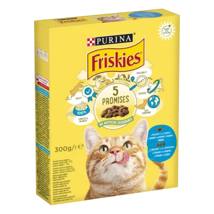 Сухий корм FRISKIES для дорослих котів з лососем та овочами 300 г