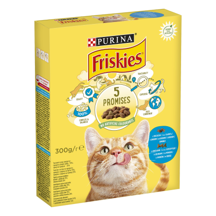 Сухий корм FRISKIES для дорослих котів з лососем та овочами 300 г