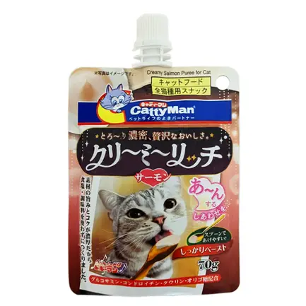 CattyMan Creamy Salmon КЕТТІМЕН ВЕРШКОВЕ ПЮРЕ З ЛОСОСЕМ рідкі ласощі для котів 0,07 кг