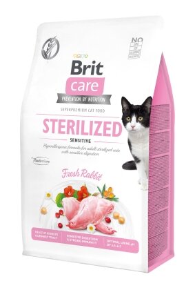 Сухий корм Brit Care Cat GF Sterilized Sensitive для стерилізованих котів з чутливим травленням, з кроликом, 400 г