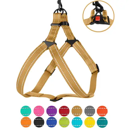 Шлея для Собак BronzeDog Active Нейлонова зі Світловідбиттям Золотиста L: додаткове фото 4