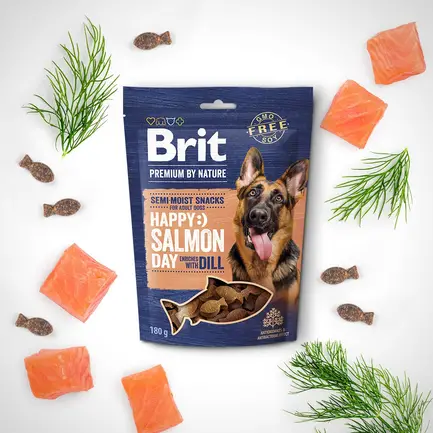 Ласощі для cобак Brit Premium Semi-moist Snacks Salmon with Dill напіввологі з лососем і кропом 180 г — Фото 2