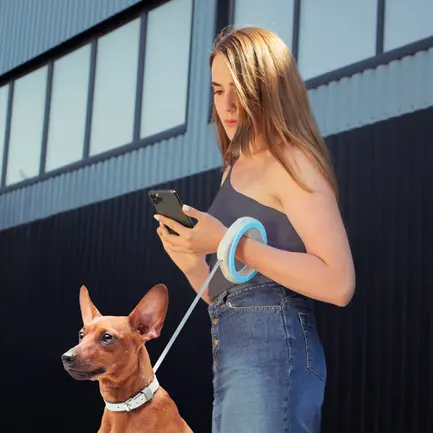 Повідець-рулетка для собак WAUDOG R-leash, кругла, XS-M, до 40 кг, 2,9 м, світловідбиваюча стрічка блакитний: додаткове фото 7