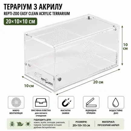 Тераріум акриловий Repti-Zoo Easy Clean Acrylic ACR47 20×10×10 см для комах, павуків: додаткове фото 3