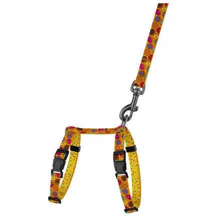 Шлея з Повідцем для Котів та Дрібних Собак BronzeDog Urban Fruits Пончики 2XS: додаткове фото 2