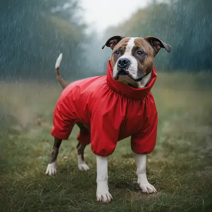 Дощовик для собак WAUDOG Clothes, водонепроникний, M35, В 59-62 см, С 37-40 см, червоний: додаткове фото 4