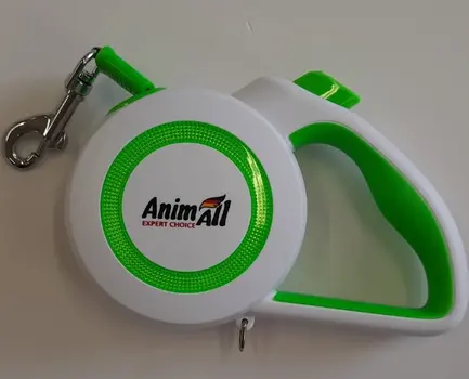 Повідець-рулетка AnimAll Reflector для собак вагою до 25 кг, 5 м, салатово-біла