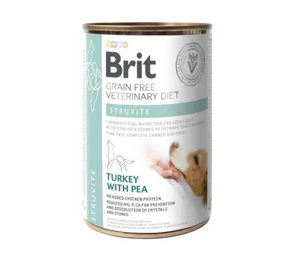 Вологий корм Brit GF VetDiet Struvite для собак, при сечокам'яній хворобі, індичка та горошок, 400 г