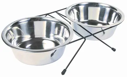 Миски Trixie для собак, на підставці, металеві, 20 см, 2х1.8 л