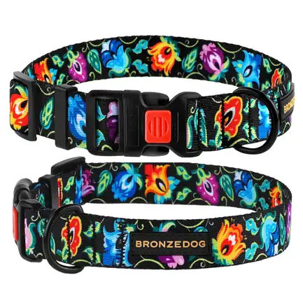 Нашийник для собак BronzeDog Urban Folk нейлоновий із пластиковою пряжкою чорний S: додаткове фото 3