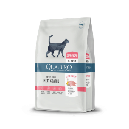 Quattro Cat Sterilized корм для стерилізованих котів з м&#039;ясом птиці 1,5 кг