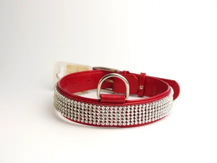 Нашийник "CoLLaR brilliance" з оздобленням "Полотно стрази" (ширина 35мм, довжина 46-60см) червоний: додаткове фото 2