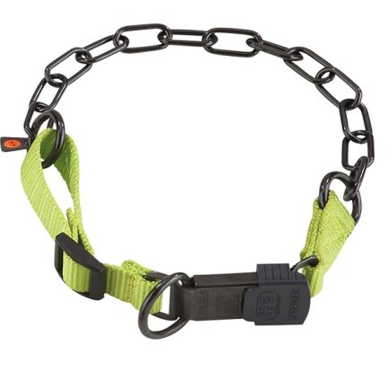 Sprenger Adjustable Collar with Assembly Chain СПРЕНГЕР РЕГУЛЬОВАНИЙ НАШИЙНИК з нейлоном для собак, середня ланка, нержавіюча сталь Зелений - воронена сталь