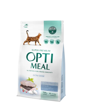 OPTIMEAL™. Повнораціонний сухий корм для дорослих котів з високим вмістом тріски, 0,7 кг