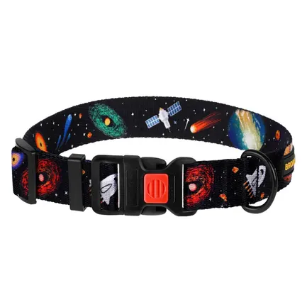Нашийник для собак BronzeDog Urban Cosmos нейлоновий з пластиковою пряжкою Чорний L: додаткове фото 2