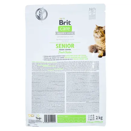 Сухий корм Brit Care Cat GF Senior Weight Control для котів похилого віку з надмірною вагою, курка, 2 кг: додаткове фото 3