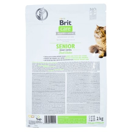 Сухий корм Brit Care Cat GF Senior Weight Control для котів похилого віку з надмірною вагою, курка, 2 кг — Фото 2