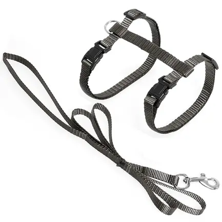 Flamingo Cat Harness and Leash Ziggi ФЛАМІНГО ЗІГГІ шлея та повідець для котів Cіро-коричневий