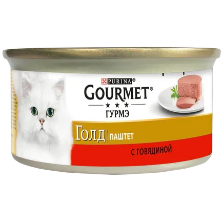 Вологий корм GOURMET Gold для дорослих котів паштет з яловичиною 85 г — Фото 2