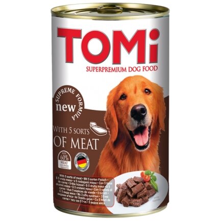 TOMi 5 Kinds of Meat ТОМІ 5 ВИДІВ М’ЯСА консерви для собак, вологий корм 1,2 кг