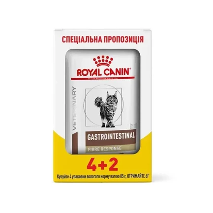Дієтичний вологий корм Royal Canin GASTROINTESTINAL FIBRE RESPONSE CAT для котів 85 г 4+2