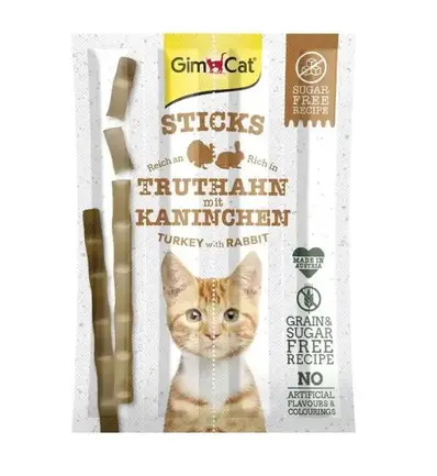 М’ясні палички GimCat для кішок, індичка та кролик, 4 шт