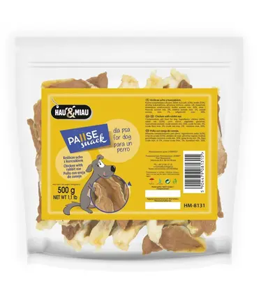 Hau&Miau Ласощі для собак вуха кролика з куркою, 500г