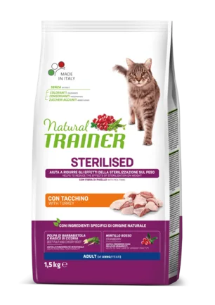 Natural Trainer Super Premium Adult Sterilised сухий корм з індичкою для стерилізованих котів 1,5 кг