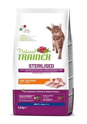 Natural Trainer Super Premium Adult Sterilised сухий корм з індичкою для стерилізованих котів 1,5 кг