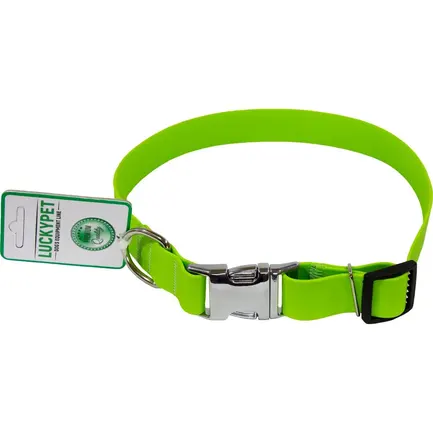 Нашийник з водонепроникної стрічки з металевим фастексом салатовий Lucky Pet, 2.5/25-35