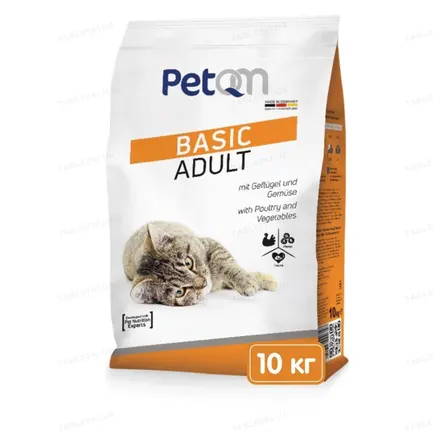 PetQM Cats Basic Adult 10 kg with Poultry & Vegetables сухий корм для дорослих котів з птицею та овочами