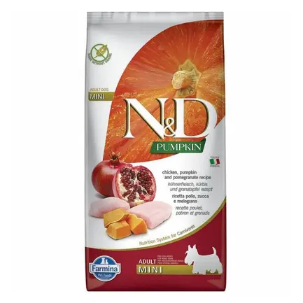 Фарміна дог сух пробник N&D Grain Free PUMPKIN CHICKEN & POMEGRANATE ADULT MINI 100 gr
