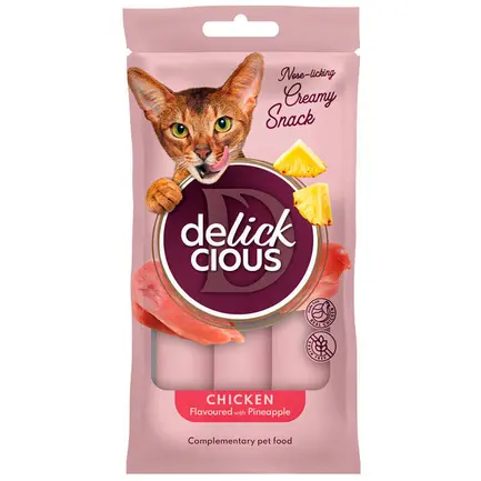 DELICKCIOUS Кремові ласощі з куркою та ананасом для котів (4х0,015 кг) 0,06 кг