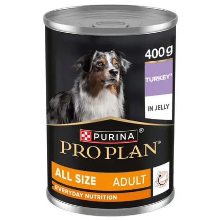 Вологий корм для дорослих собак Purina Pro Plan Adult шматочки в желе, з індичкою 400 г