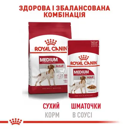 Royal Canin Medium Adult - Вологий корм для дорослих собак середніх порід (шматочки в соусі) 140 г: додаткове фото 3