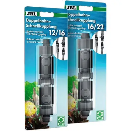 JBL double stopcock + quickcoupling Швидкознімна муфта для підключення, відключення і перекриття шлангів в акваріумі, 12/16 мм