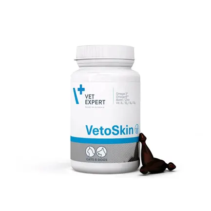 Харчова добавка Vet Expert VetoSkin для підтримання здоров’я шкіри і шерсті у котів та собак 90 таблеток: додаткове фото 2