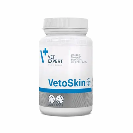 Харчова добавка Vet Expert VetoSkin для підтримання здоров’я шкіри і шерсті у котів та собак 90 таблеток