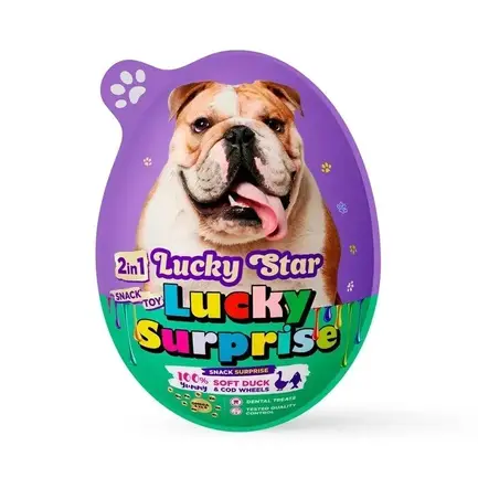 Яйце-сюрприз Lucky Star з іграшкою та ласощами міні-ролами з качкою та тріскою для собак, 20г